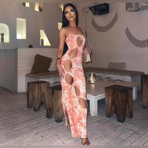 OUTCAST Naples printed maxi cut out dress size XXS NEW